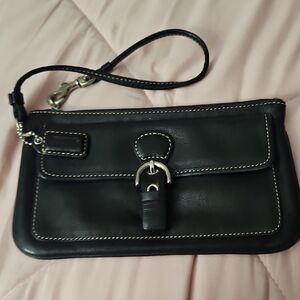 Elegant Black Leather Wristlet
